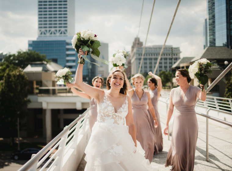 Wedding party on Milwaukee bridge