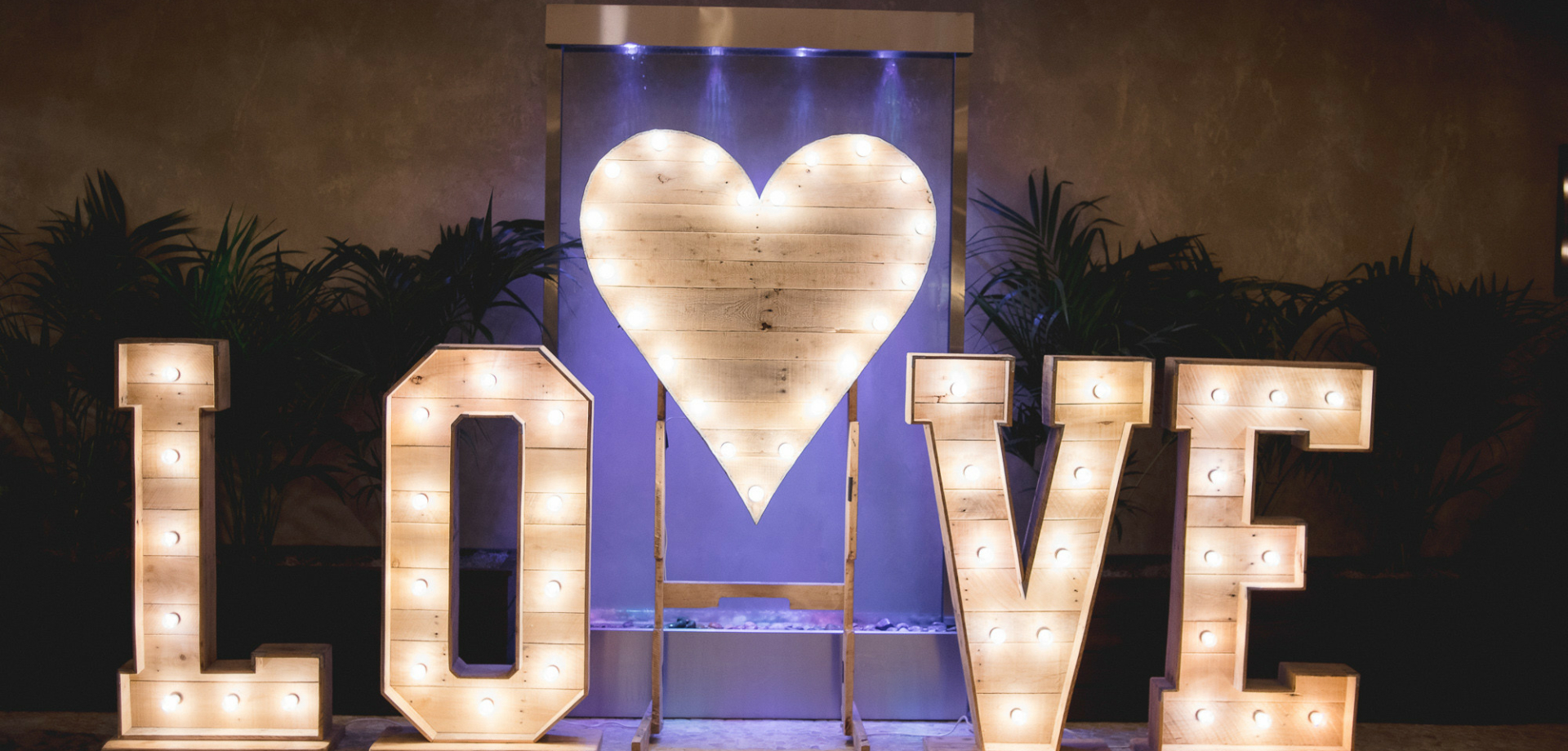 "Love" large light up sign for wedding